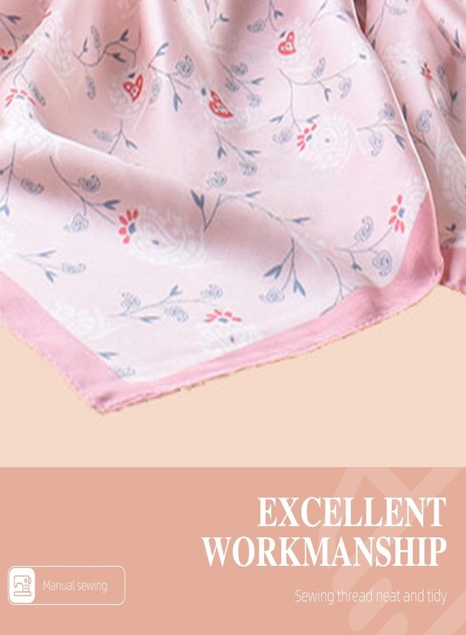 EIysee Head Scarf for Women Like Silk Scarf Hair Scarf Printed Square Scarf Bandanas for Sleeping 27 Inches (Small Floral-Pink) - Image 5